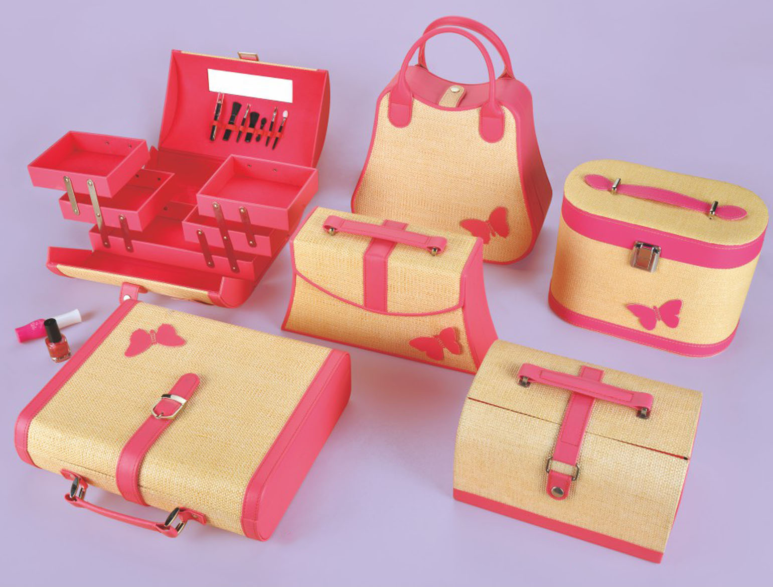 ピンクと きいろ 黄色 の けしょう 化粧 はこ 箱 