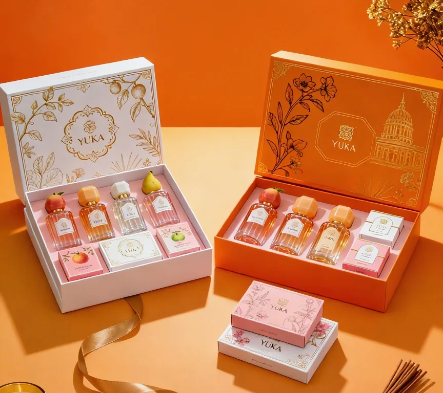 French Gold-Stamped Two-Piece Lid-and-Base Perfume Gift Box