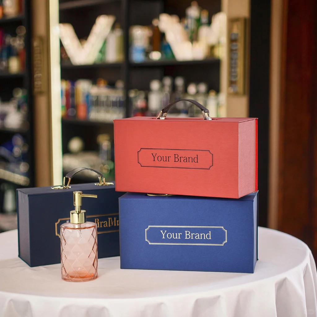 Cognac Leather Handle Briefcase-Style Perfume Gift Set