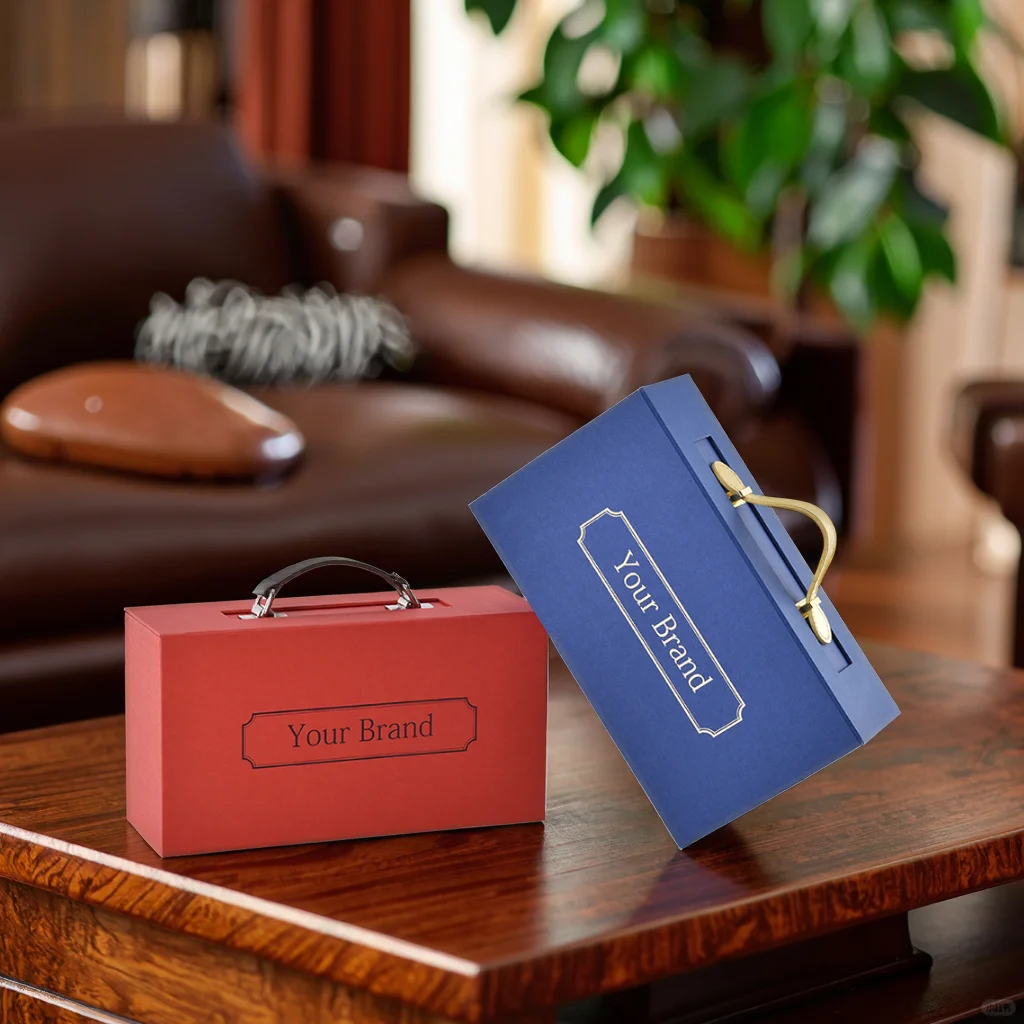 Cognac Leather Handle Briefcase-Style Perfume Gift Set