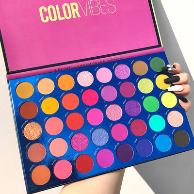 68-Farben-Lidschattenpalette-Pappschachtel, Großes Make-up-Paletten-Set mit Lidschatten und Rouge in einer Verpackungsbox, Graupappe kaschierte Faltverpackung, Mehrfachunterteilung nach Maß, Professionelle Make-up-Palettenbox für Visagisten