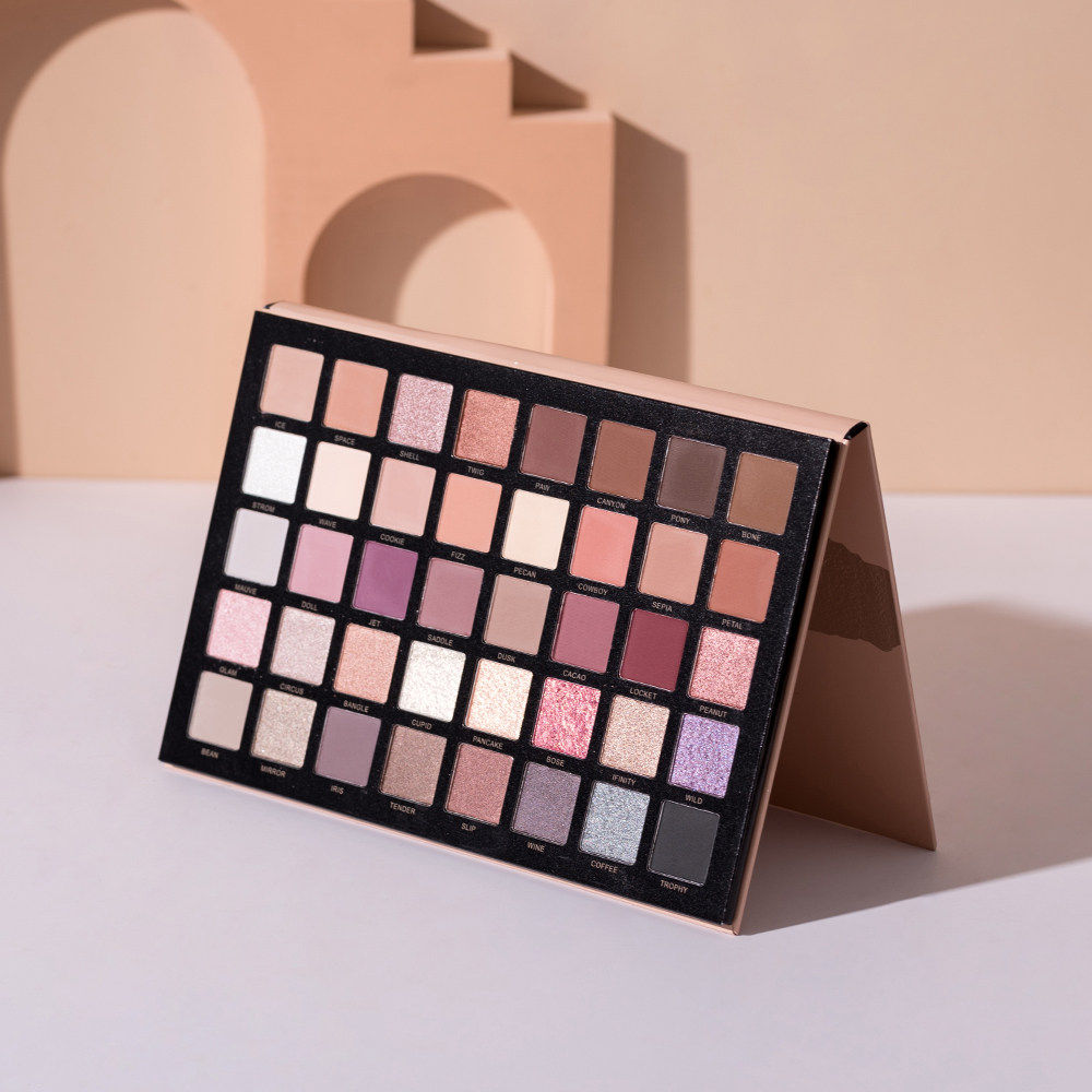 Multi-Function Eyeshadow Palette Paper Box Eyeshadow Blush Highlighter Contour All-in-One Makeup Palette Packaging Box Gray Board Laminated Folding Paper Box Multi-Compartment Customized Multi-Use Makeup Box