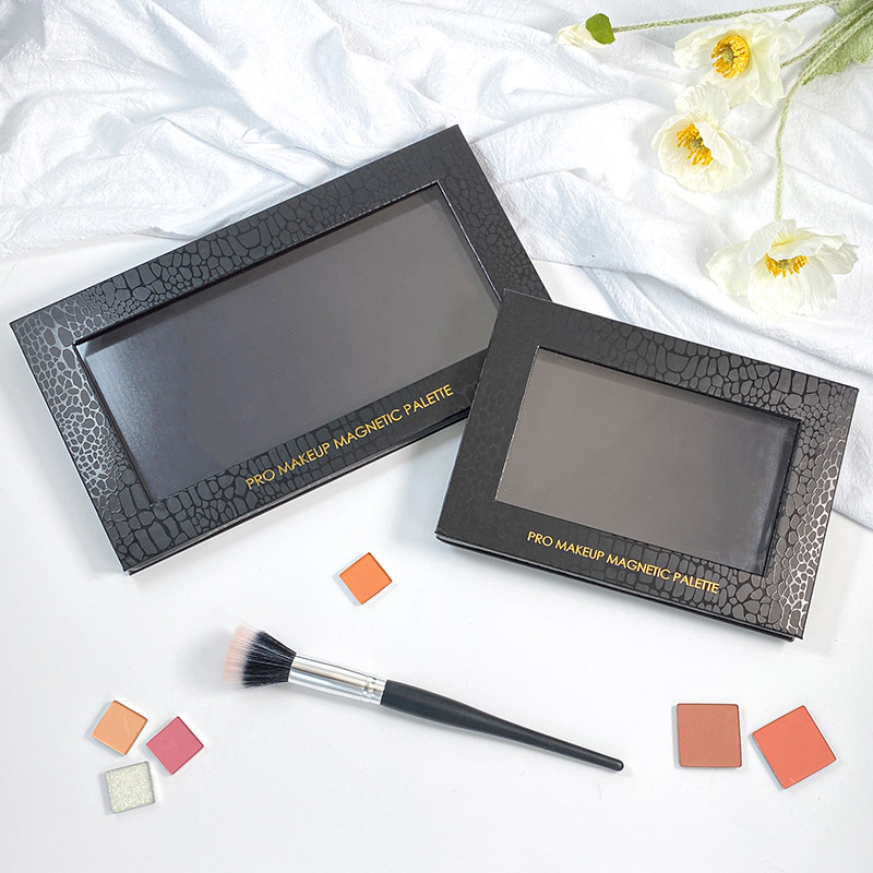 Crocodile-Embossed DIY Makeup Palette Packaging Box, Magnetic Refill Palette Paper Box, Gray Board Laminated + PU Crocodile Embossing, Freely Combinable Refill Pans, Personalized Makeup Palette Box