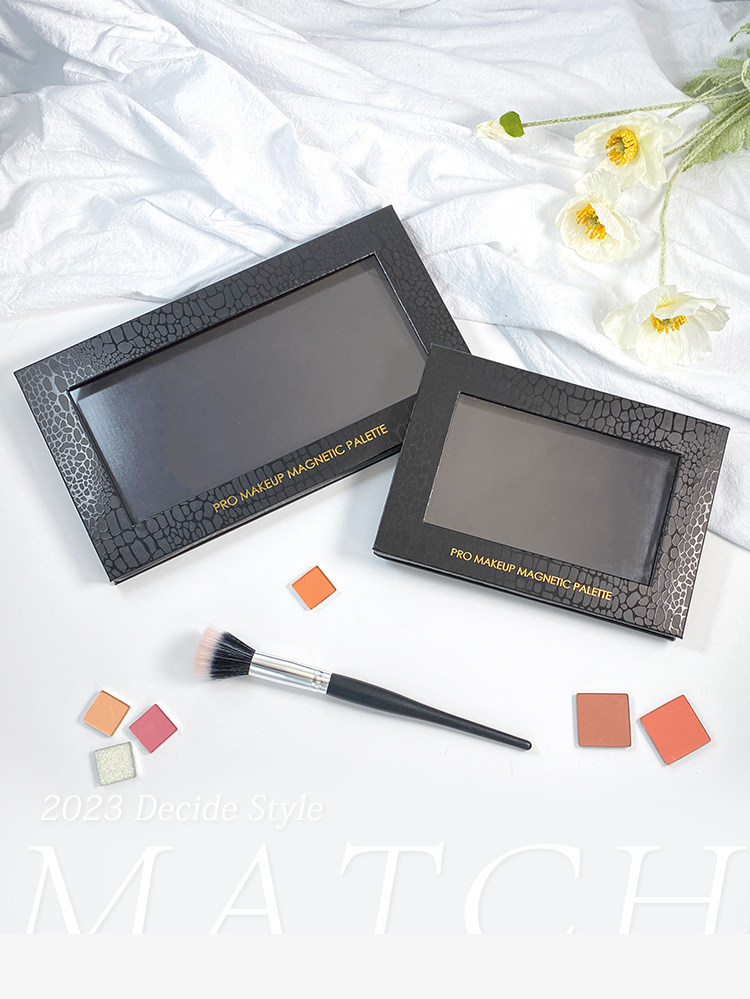Crocodile-Embossed DIY Makeup Palette Packaging Box, Magnetic Refill Palette Paper Box, Gray Board Laminated + PU Crocodile Embossing, Freely Combinable Refill Pans, Personalized Makeup Palette Box
