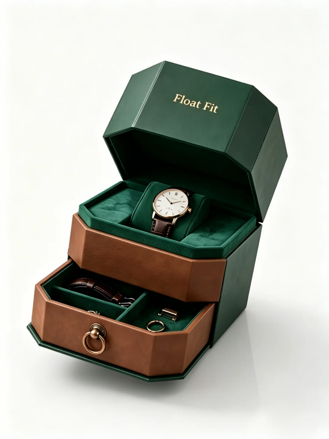 Estuche de regalo multifuncional de doble capa en forma de octágono para reloj