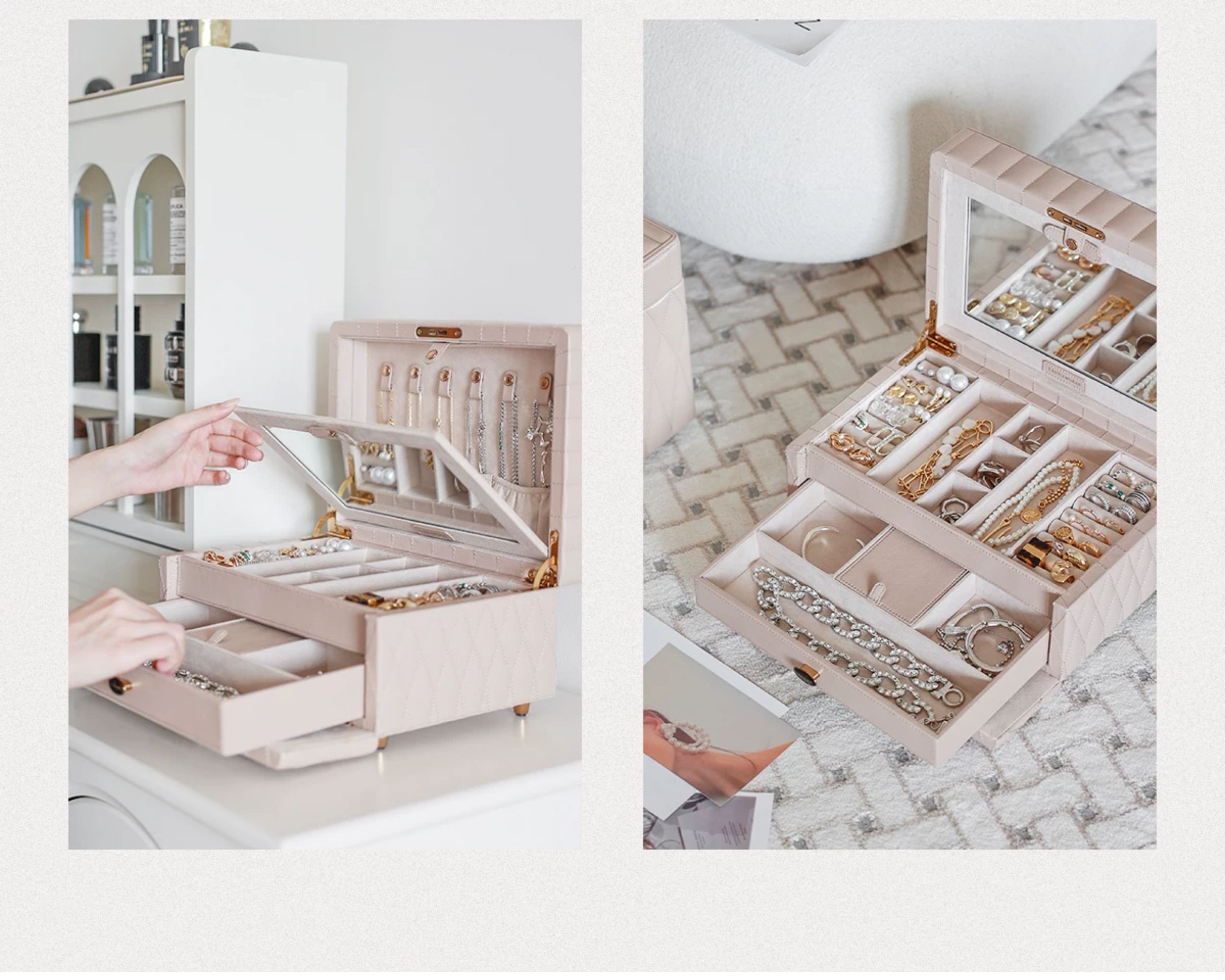 Multi-Layer Jewelry Storage Box Necklace Earring Ring Layered Storage Display Box Dresser Jewelry Organizer Box Premium Material Custom Logo