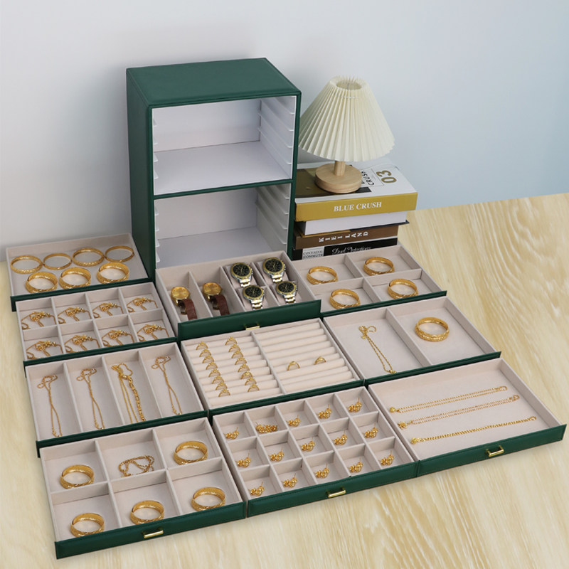Multi-layer Drawer Jewelry Storage Box Necklace Earring Ring Layered Drawer Organizer Dustproof Lightproof High-end Jewelry Cabinet Dresser Storage Custom LOGO