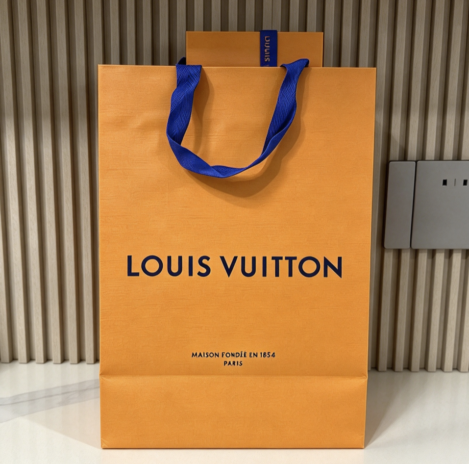 Sac en papier personnalisé avec poignées en ruban uni style luxe abordable, sac shopping horizontal en papier spécial style grande marque, sac cadeau imprimé pour vêtements, maroquinerie et parfum, OEM